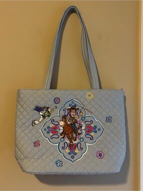 Light Blue Quilted Tote Bag with Embroidered Toy Story Design - Vera Bradley